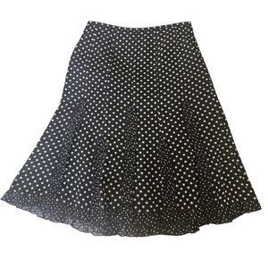 Ann Taylor LOFT Y2K Black And White Polka Dot A-Line Career Skirt, Size 8